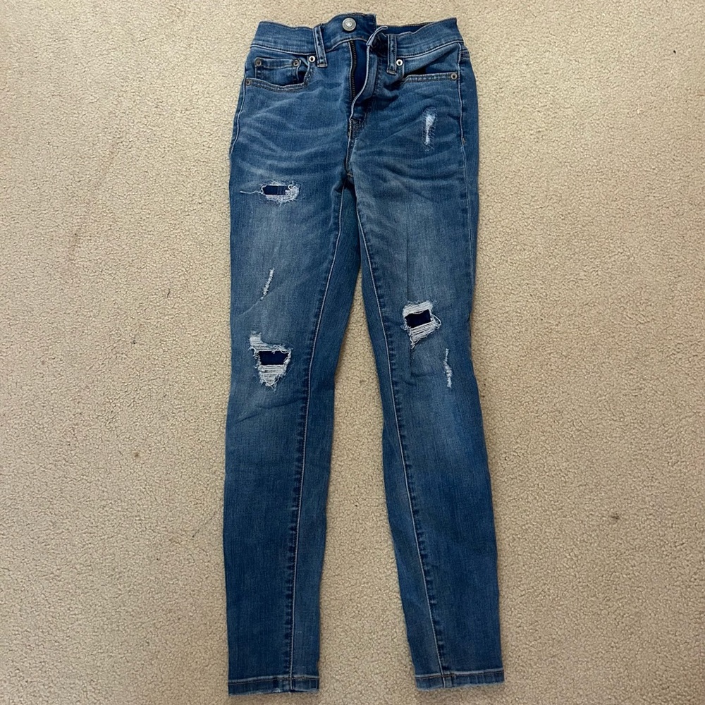 Dark high rise skinny jeans